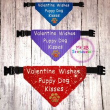 Pet Over Collar Bandana ITH 3 Sz-Valentine Wishes Puppy Dog Kisses