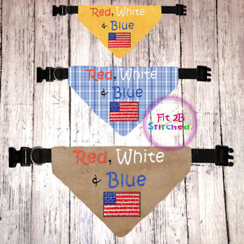 Pet Over Collar Bandana ITH 3 Sz-Red White Blue