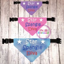 Pet Over Collar Bandana ITH 3 Sz-Star Spangle Diva