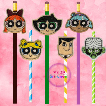 Power Girls ITH Pencil-Straw Buddy Set 1