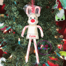 Reindeer Candy Cane ITH Holder 4x4