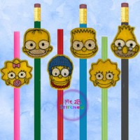 Simpson Gang ITH Pencil-Straw Buddy Set 1