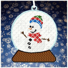 Snowman Snow Globe Ornament Mylar 4x4