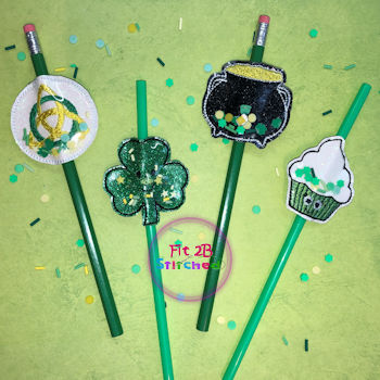 St. Patrick ITH Shaker Pencil-Straw Buddy Set 2