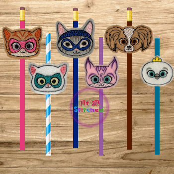 Super Kitten ITH Pencil-Straw Buddy Set 1