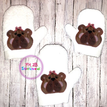 Teddy Bear Girl Bath Mitt ITH 5x7