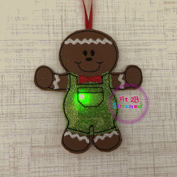 Twinkling Gingerbread Boy Orn ITH 4x4