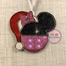 Twinkling Santa Mouse Girl Orn ITH 4x4