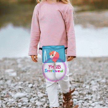 Unicorn ITH Lined Zipper Waist Pouch 5x7