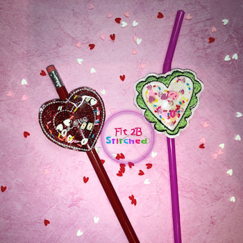 Valentine Shaker ITH Pencil-Straw Buddy Set 2