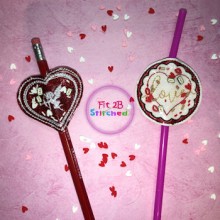 Valentine Shaker ITH Pencil-Straw Buddy Set 3