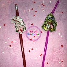 Valentine Shaker ITH Pencil-Straw Buddy Set 4