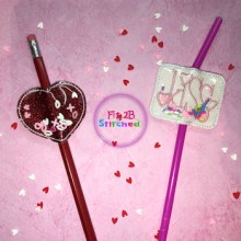 Valentine Shaker ITH Pencil-Straw Buddy Set 6