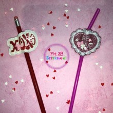 Valentine Shaker ITH Pencil-Straw Buddy Set 8
