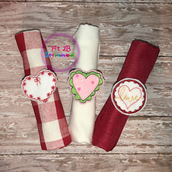 Valentine ITH Napkin Band Set 3