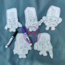 Learning Alphabet Blocks A-E Dry Erase Coloring Set ITH 5x7