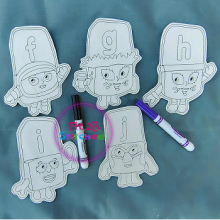 Learning Alphabet Blocks F-J Dry Erase Coloring Set ITH 5x7