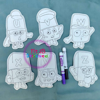 Learning Alphabet Blocks U-Z Dry Erase Coloring Set ITH 5x7