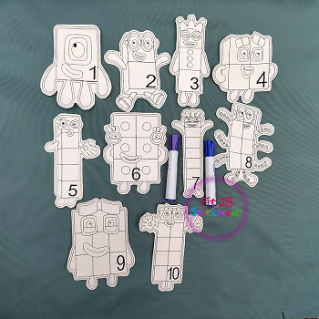 Learning Numbers Blocks Dry Erase Coloring Set ITH 5x7