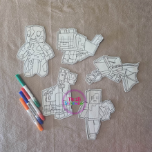 MineBlocks Game Dry Erase Coloring Set ITH
