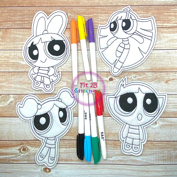 Power Girls Dry Erase Coloring Dolls Set ITH
