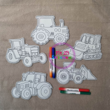 Tractor Dry Erase Coloring Set ITH