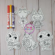 Animal Crossing Dry Erase Coloring Dolls Set 1 ITH 4x4