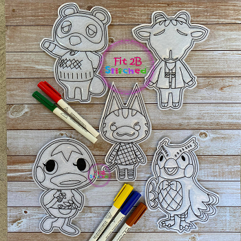 Animal Crossing Dry Erase Coloring Dolls Set 1 ITH 5x7