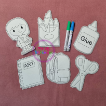 Back to School Dry Erase Coloring Set 1 ITH
