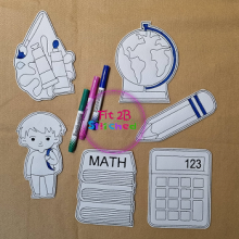 Back to School Dry Erase Coloring Set 2 ITH
