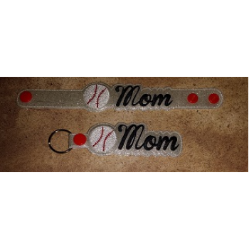 Baseball Mom Snap Bracelet-Key Fob Set ITH
