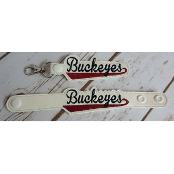 Buckeyes Snap Bracelet-Key Fob Set ITH 