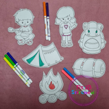 Camping Boy & Girl Dry Erase Coloring Set ITH