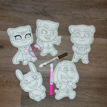 Chatty Tom Hero and Friends Dry Erase Coloring Set ITH 5x7