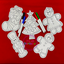 Christmas Dry Erase Coloring Dolls Set 1 ITH