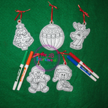Christmas Ornaments Dry Erase Coloring Set 2 ITH