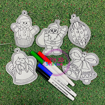 Christmas Ornaments Dry Erase Coloring Dolls Set 1 ITH