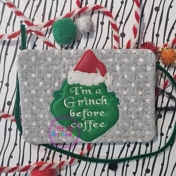 Coffee Grinch Applique Mug Rug 