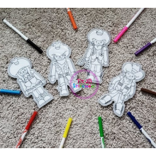 Cowboy and Cowgirl Dry Erase Coloring Dolls Set ITH