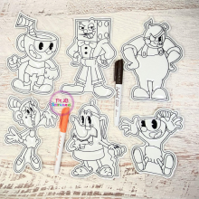 CupHead and Friends Dry Erase Coloring Set ITH 5x7