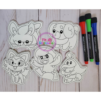 Cuties of Paldea 5x7 Dry Erase Coloring Set ITH