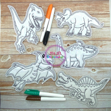 Dinosaur Dry Erase Coloring Set ITH 5x7