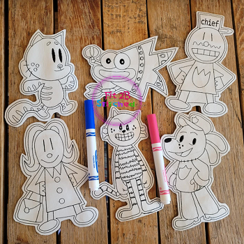 Dog Guy and Friends Dry Erase Coloring Set ITH 4x4