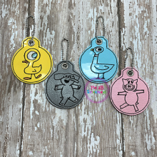Elephant, Pigeon, Piggie and Duckling ITH Zip It Charm Set