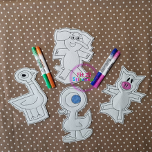 Elephant, Duckling, Pigeon and Piggie Dry Erase Coloring Doll Set 1 ITH