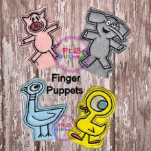 Elephant, Pigeon, Piggie and Duckling Finger Puppet Set