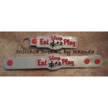 Eat Sleep Play Band Snap Bracelet-Key Fob Set ITH