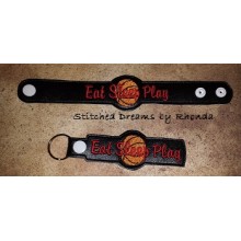 Eat Sleep Play Basketball Snap Bracelet-Key Fob Set ITH