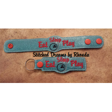 Eat Sleep Play Bowling Snap Bracelet-Key Fob Set ITH