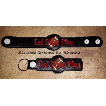 Eat Sleep Play Football Snap Bracelet-Key Fob Set ITH